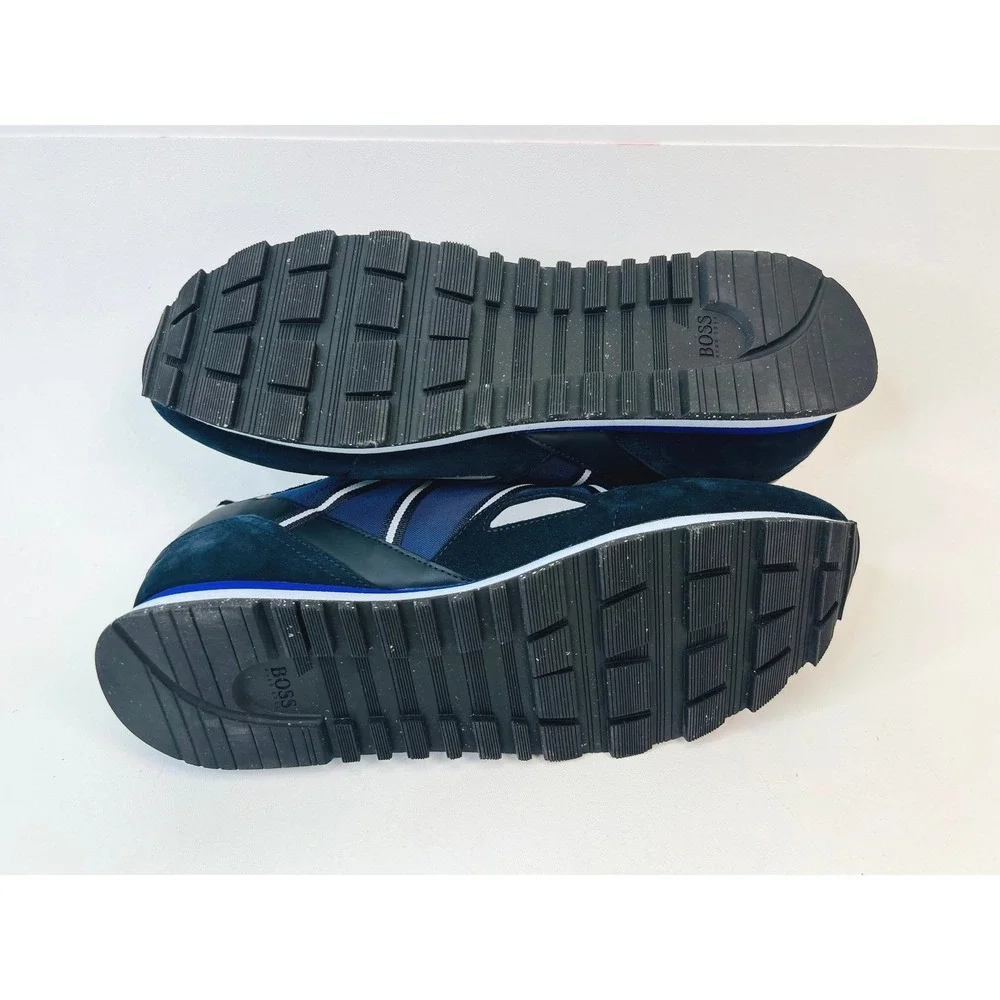Hugo Boss Parkour Runn Nywe Mens Dark Blue Suede Nylon Sneakers 50452032 Size 13